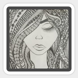 Zentangle Girl Sticker